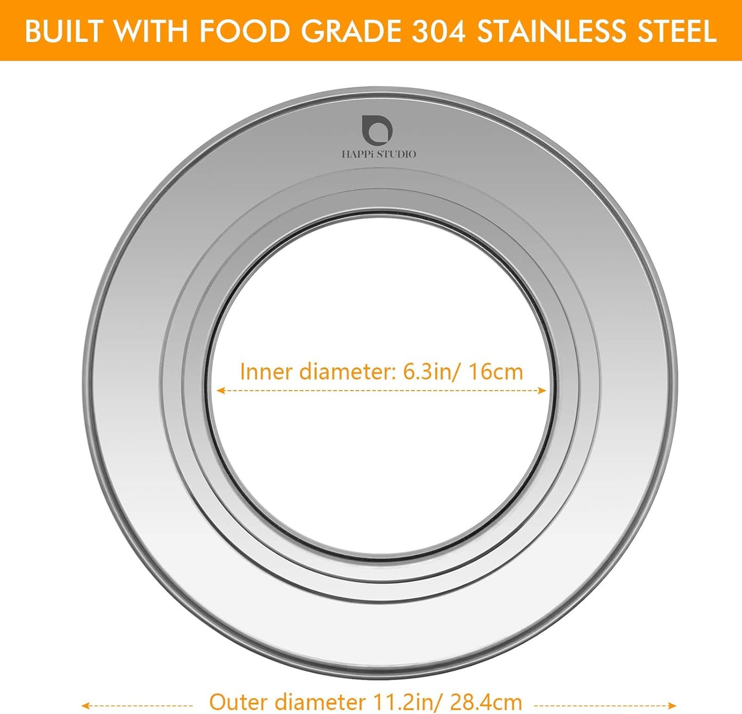 Steamer Ring Stainless Steel Adapter for 8 to 11inch Bamboo Steamer Baskets (Stainless Steel Ring Only)