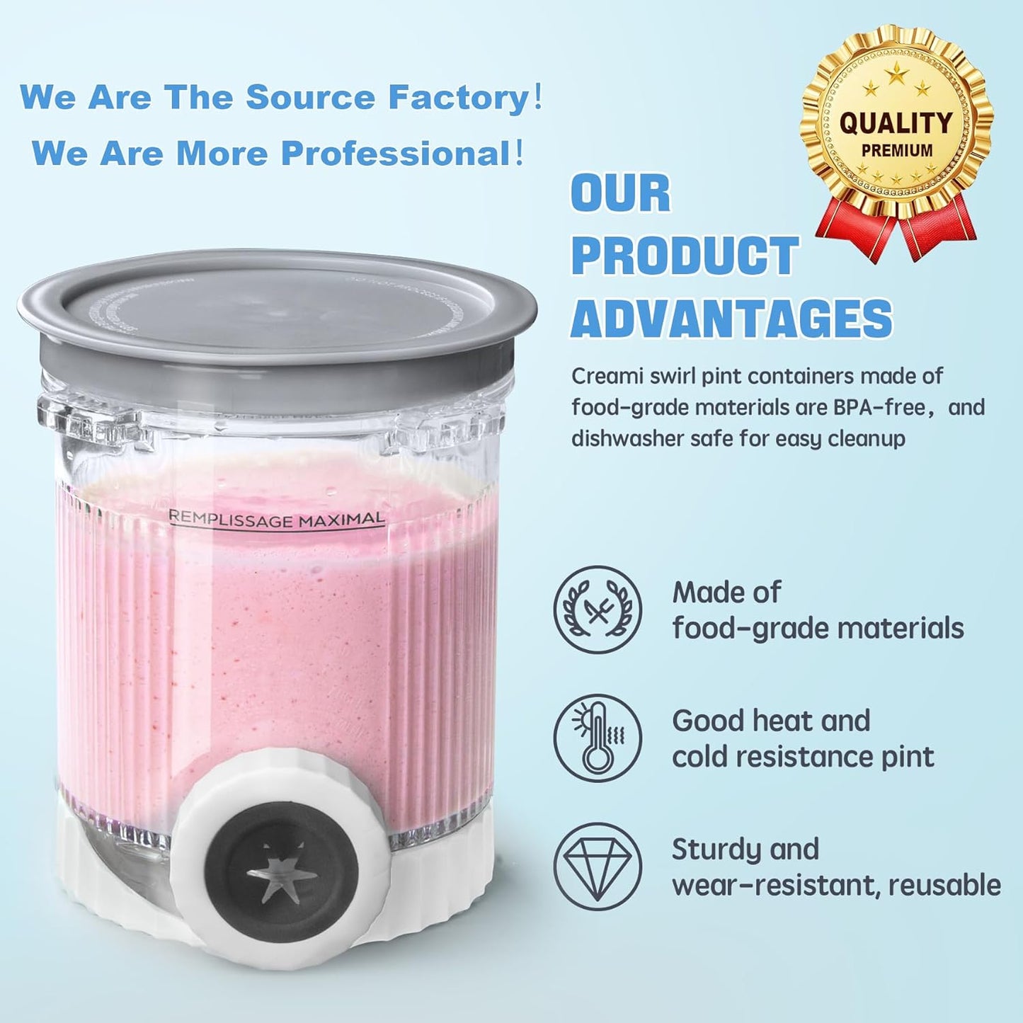 4 Pack Creami Swirl Pints & Lids for Ninja, Compatible with NC700 Series Ninja Swirl Ice Cream & Soft Serve Makers, with 4 Spoons & 64 Writable Labels, BPA-Free & Dishwasher Safe, Grey Lids