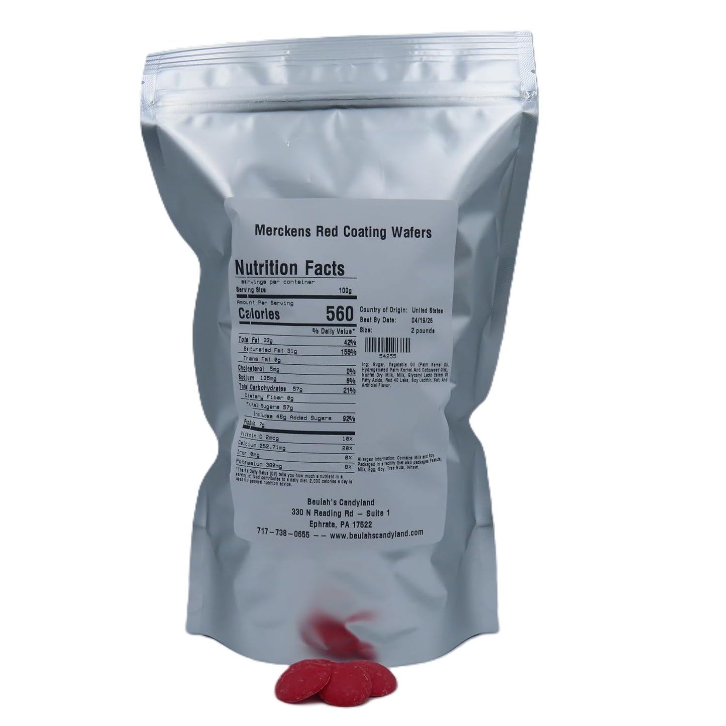 MERCKENS Coating Wafers, Red Melting Chocolate, 2 Pound Package
