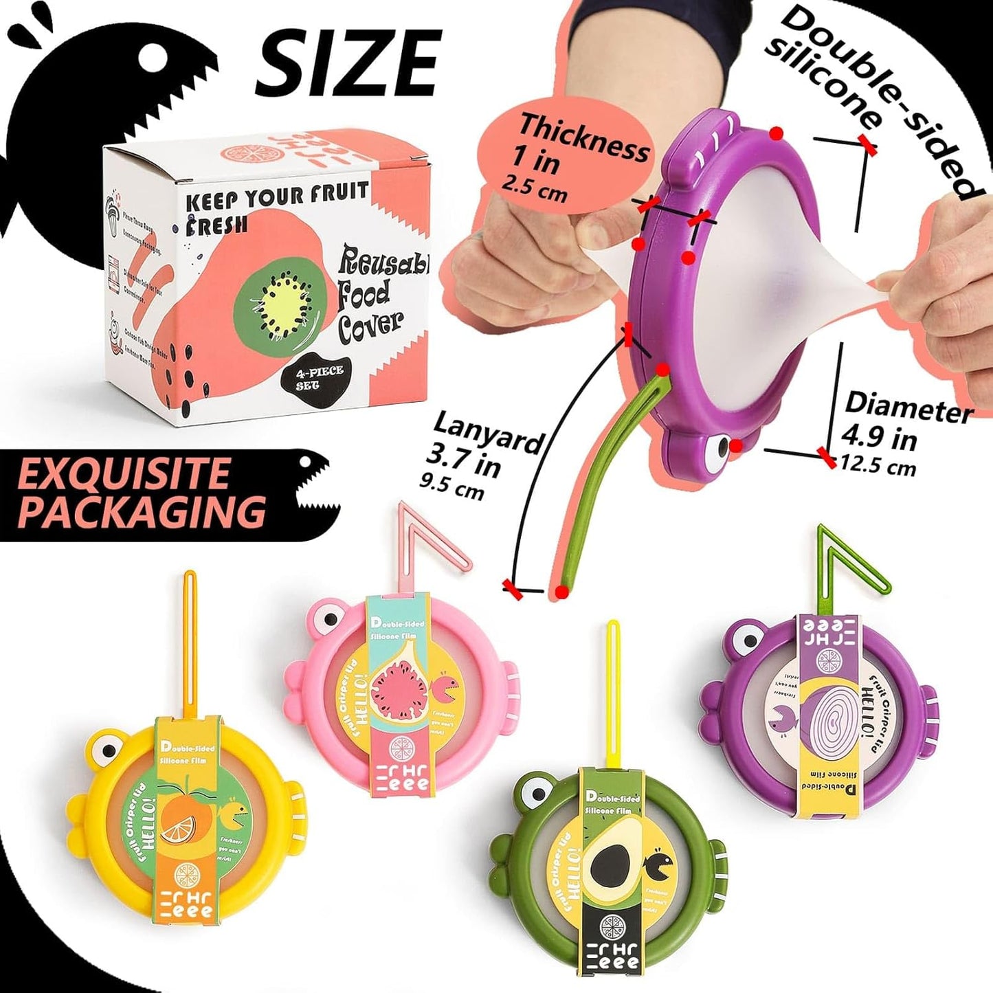 Food Storage Containers for Avocado & Onion – 4-Pack Reusable Fridge Keepers – Fish-Shaped Design for Tomato, Lemon, Garlic – Help Reduce Waste