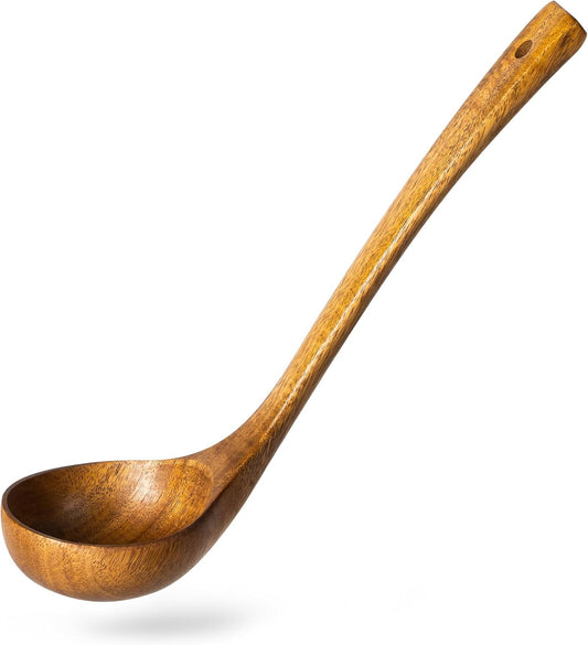 Wooden Ladle, 2 fl oz Medium Scoop Utensil for Serving & Cooking, Teak Wooden Ladle – Wood Spoon for Soup Natural and Sustainable
