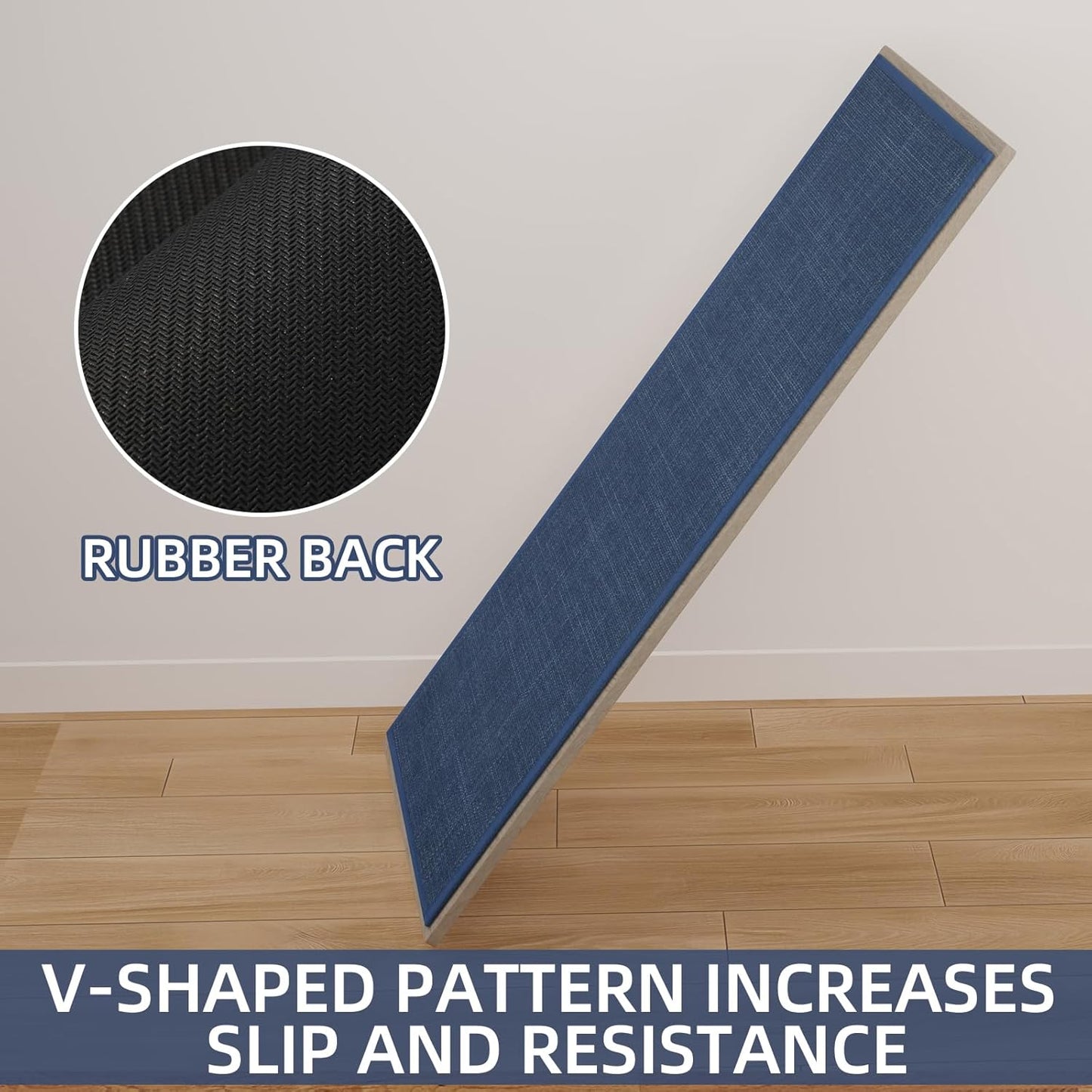 Kitchen Mat Set of 2 PCS, Cushioned Non Slip Rugs for Kitchen Floor, Absorbent Runner Comfort Standing Mats Washable for Kitchen, Office, Home (Dark Blue, 17.3"x47"+17.3"x71")