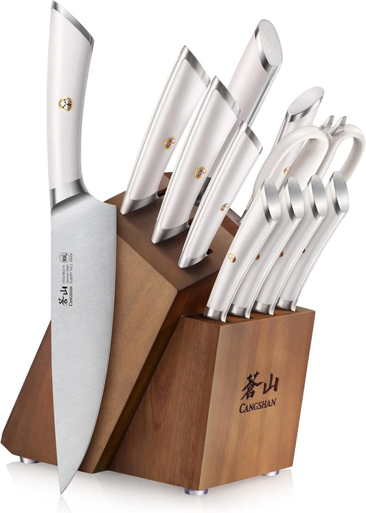 Cangshan ELBERT Series German Steel Forged Knife Block Sets (12-PIece, White)