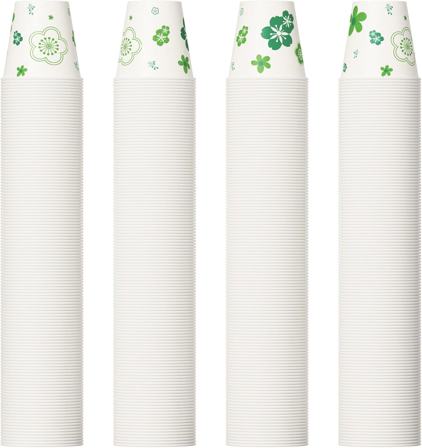 [600 Pack] Paper Cups, 3oz Disposable Bathroom Cups, Mouthwash Cups, Cold Disposable Drinking Cup for Party, Picnic, BBQ, Travel, and Event, Green Floral