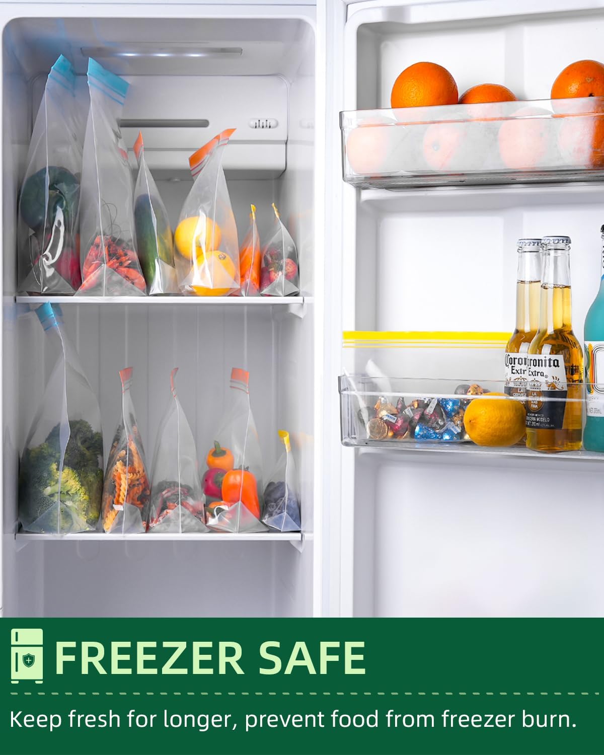 Lerine 22 Pack Reusable Sandwich Bags Dishwasher Microwave Safe, Stand Up Reusable Bags BPA Free, Leakproof Food Storage Quart Bags for Cereal, Lunch, Vegetables, Fruits