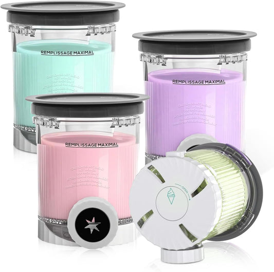 4 Pack Swirl CREAMi Pints and Lids Replacement for Ninja Swirl NC700 Series Ice Cream & Soft Serve Makers, BPA-Free, Leak-Proof & Dishwasher Safe
