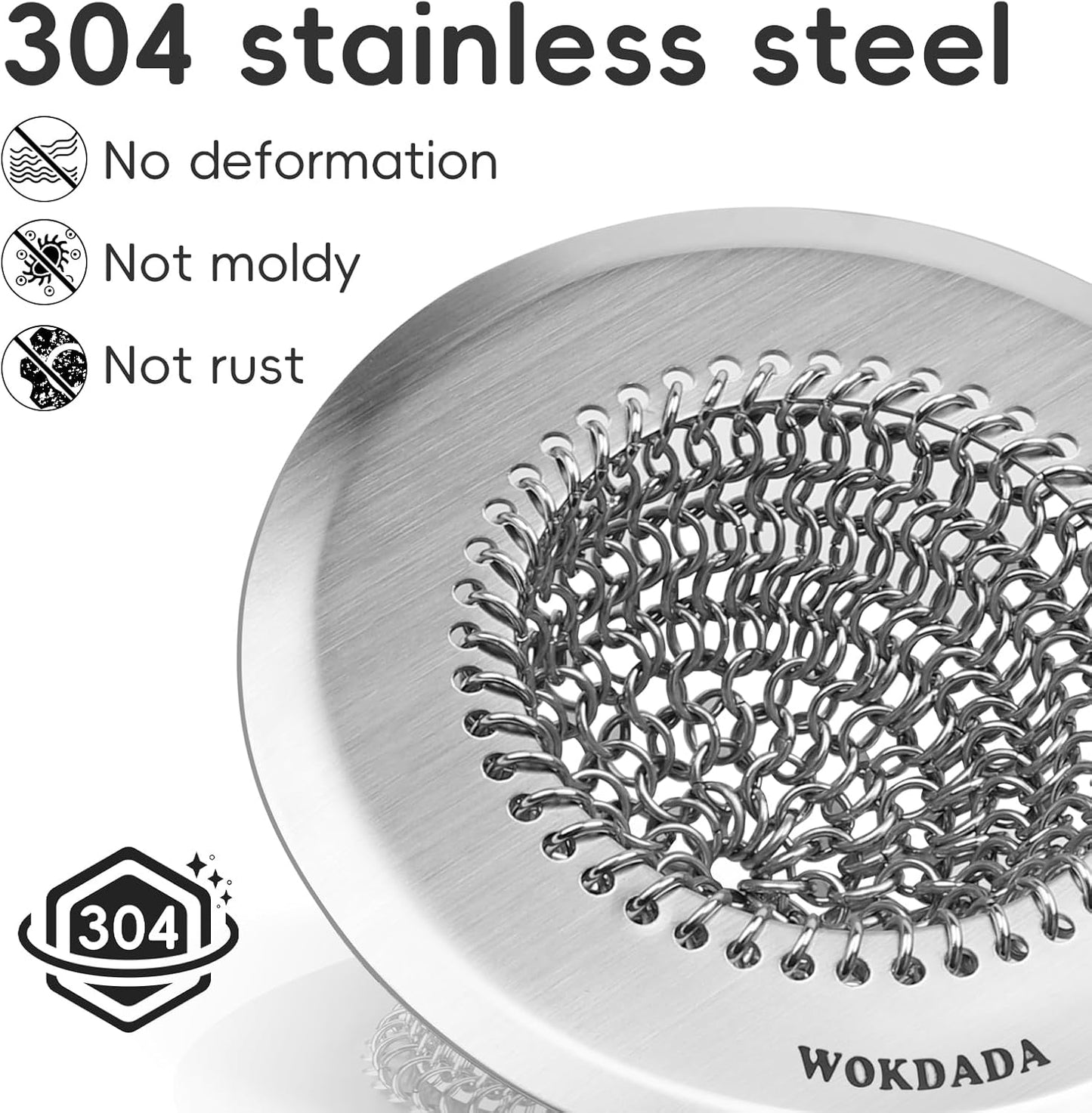 Revolutionary Sink Strainer/Patented Reversible Chain Mesh, Effortless Cleaning & Debris Catcher, Large Capacity, No Clog, 304 Stainless Steel & Rust-Proof/Handmade with Premium Materials