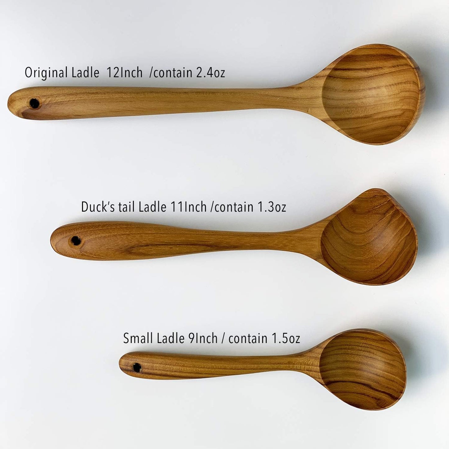 FAAY Duck's Tail Ladle - Eco Friendly Teak Wood Kitchen Tool, Hand Carved Unique Grain Server Gravy Ladle