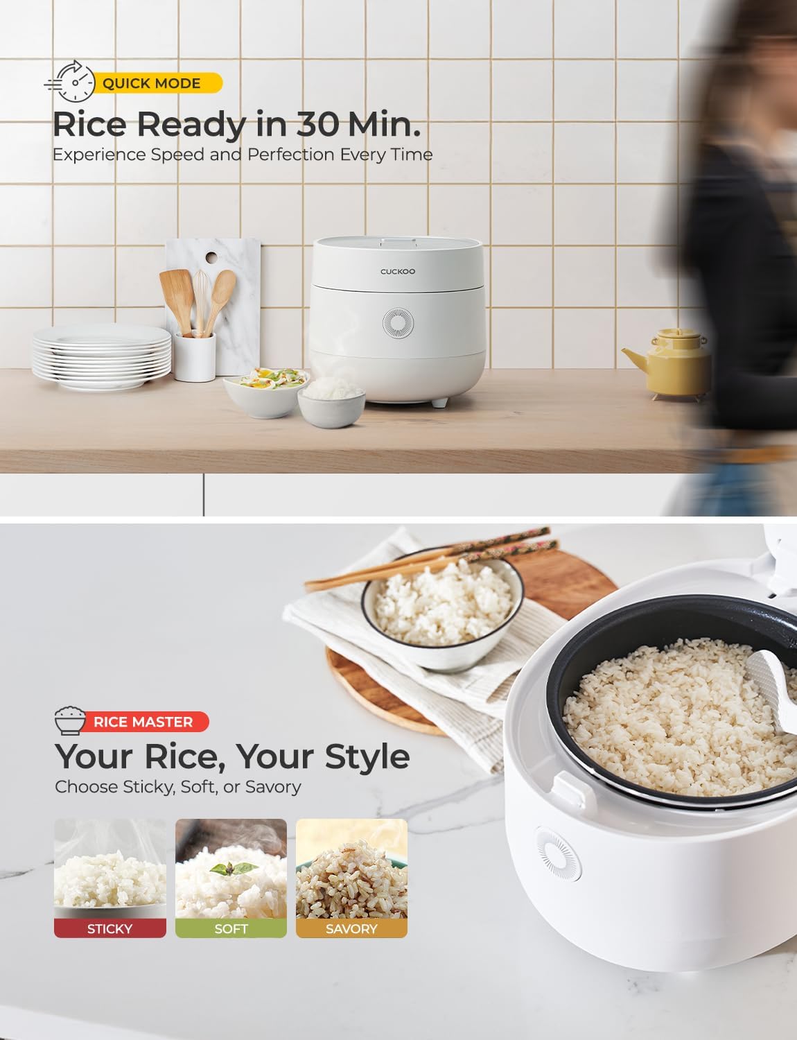 CUCKOO Rice Cooker 3 Cup Uncooked / 6 Cup Cooked, Modern Fuzzy Logic Rice Cooker Small with Delay Timer & Keep Warm Setting, Versatile Food Steamer for Cooking, Non-Stick Inner Pot, White (CR-0375FW)