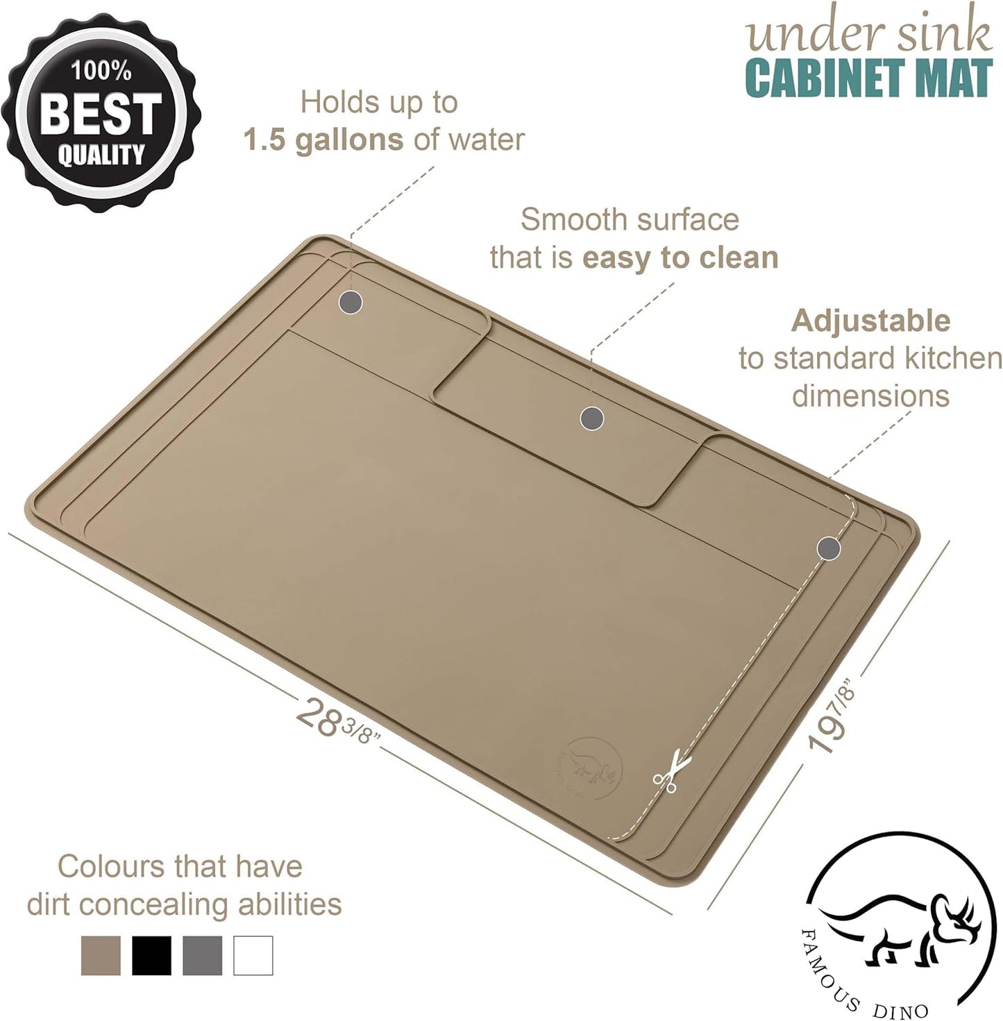 The Original Under Sink Mat - Adjustable Silicone mat, Waterproof Under The Sink Bathroom Vanity Mat - 28" x 19" or smaller