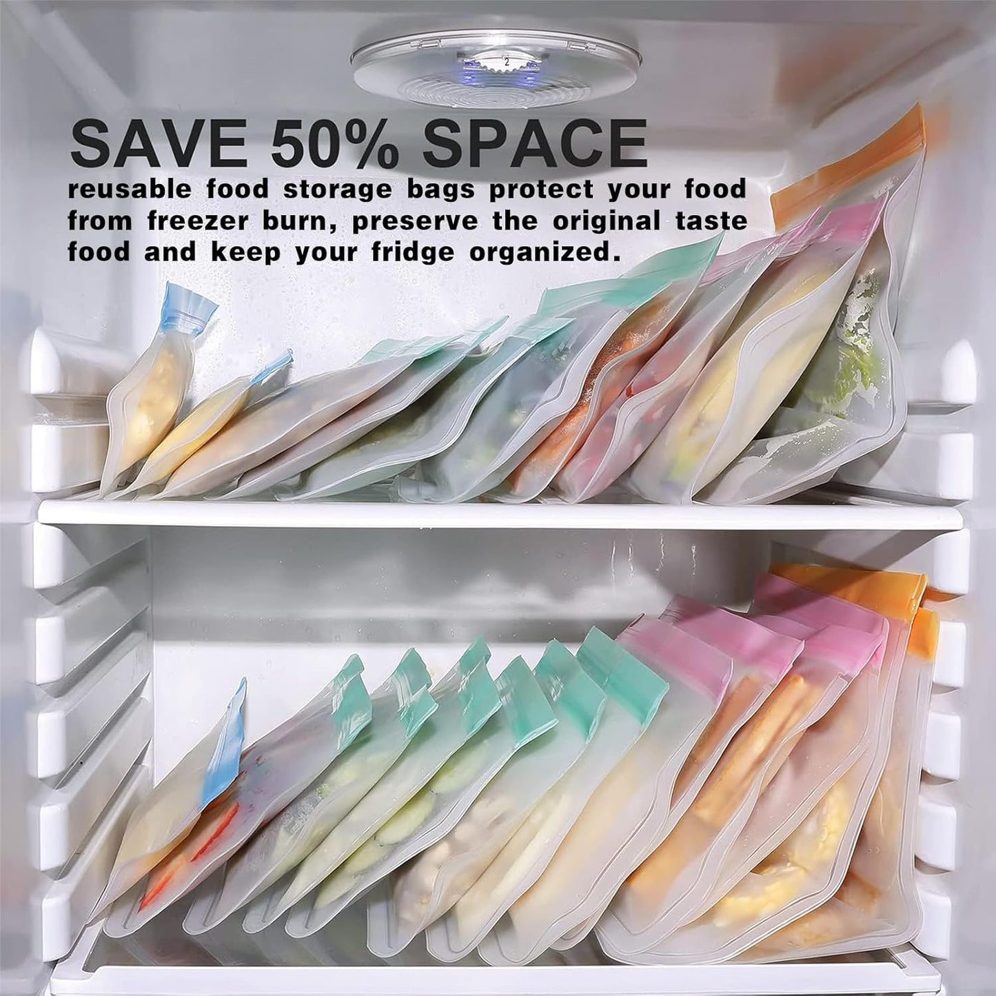 Reusable Snack Bags Dishwasher Safe,10Pack Reusable Bags Silicone Extra Thick Leak-proof Reusable Freezer Bags for Candy, Snack, Cereal, Travel Items, Home Organization（Orange）