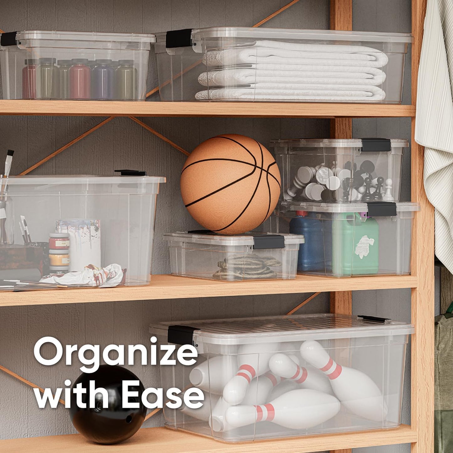 Superio Clear Storage Boxes with Lids, 4.5 Quart Plastic Container Bins for Organizing, Stackable Crates, BPA Free, Non Toxic, Odor Free, Organizers for Home, Office, School, and Dorm