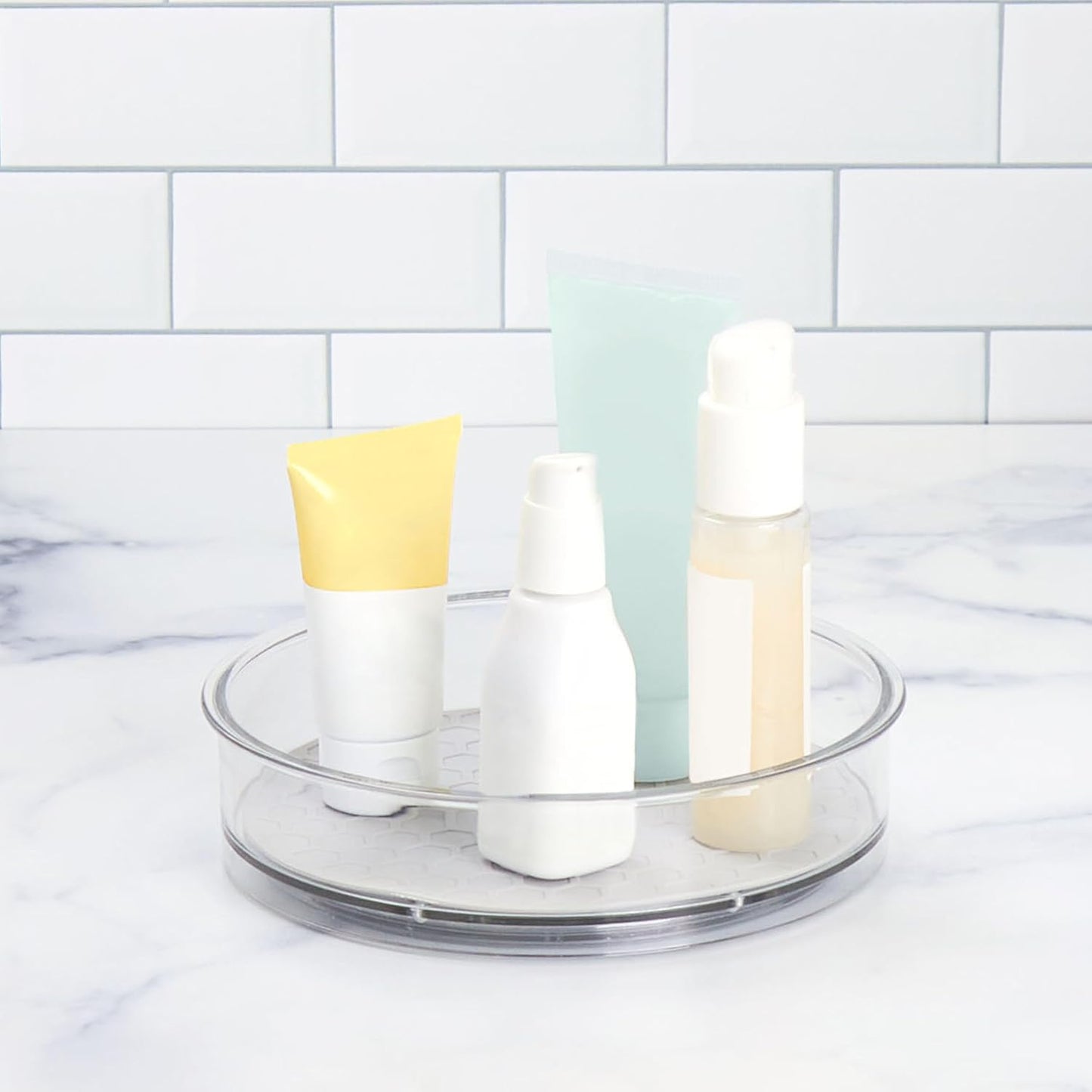 Spectrum Lazy Susan Organizer, Hexa Round Small (1-Pack) - Lazy Susan Turntable for Cabinet, Refrigerator, Pantry, Table, & Shelf - Rotating & Spinning Pantry Organization & Storage for Fridge