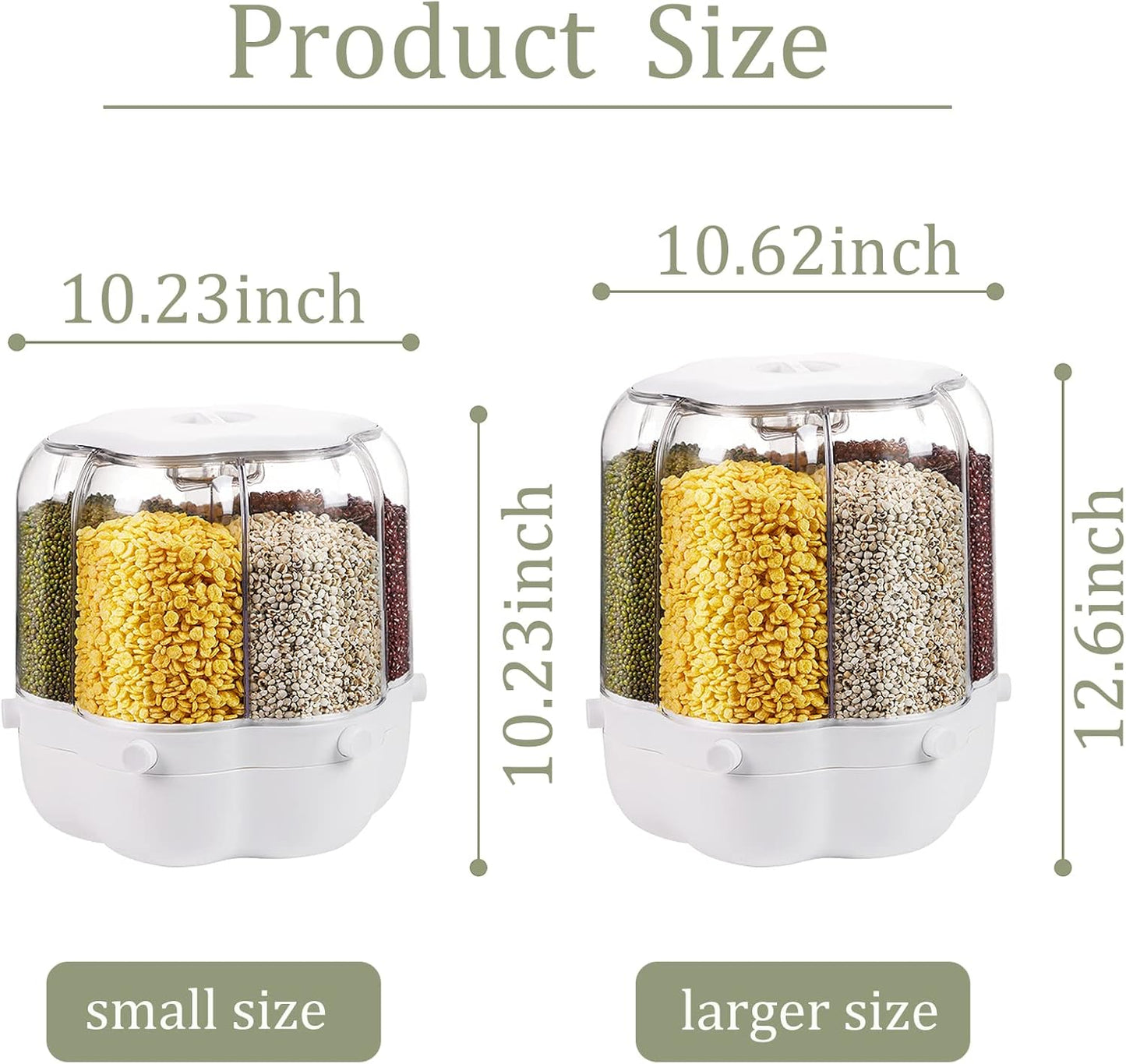 XIYAO 40lb Grain Storage Container, 360 Rotating Food Dispenser with Lid, Moisture Resistant Household, Airtight Storage for Black Rice, Yellow Rice and Small Beans
