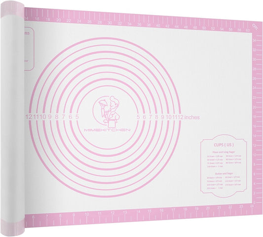 Non-stick Pastry Mat Extra Large with Measurements, Silicone Baking Mat, Kitchen Counter Mat, Dough Rolling Mat, Oven Liner, Fondant Mat, Pie Crust Mat Silicone Bread Mat