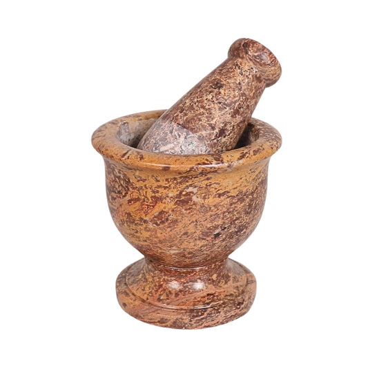 Mortar and Pestle, Made of Heavy Duty Polished Hard Stone, Natural Stone Grinder for Spices, Pastes, Herbs, Seasoning etc. (Rustic)