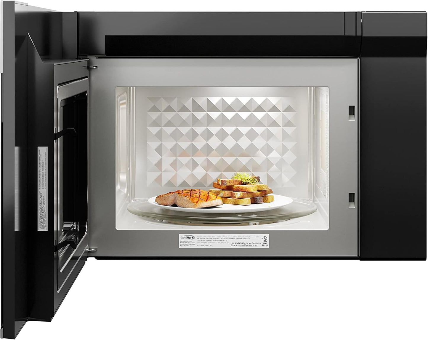 KoolMore KM-MOT-OP1SS 24 inch Over The Range Stainless Steel Microwave, 300 CFM Vent Hood Function cu.ft, 24 in/1.3 Cu. Ft, Black