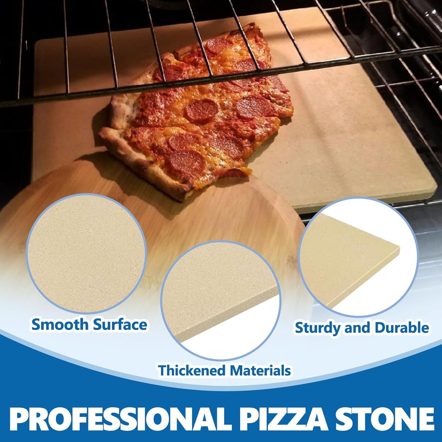 SafBbcue Square Cordierite Pizza Stone Ideal for Ooni Koda & Fyra 12 Uuni Pizza Oven Most Similar Size Oven and Grill 13.2" x 13.2" x 0.4" Ceramic Baking Stone BBQ Baking Accessories