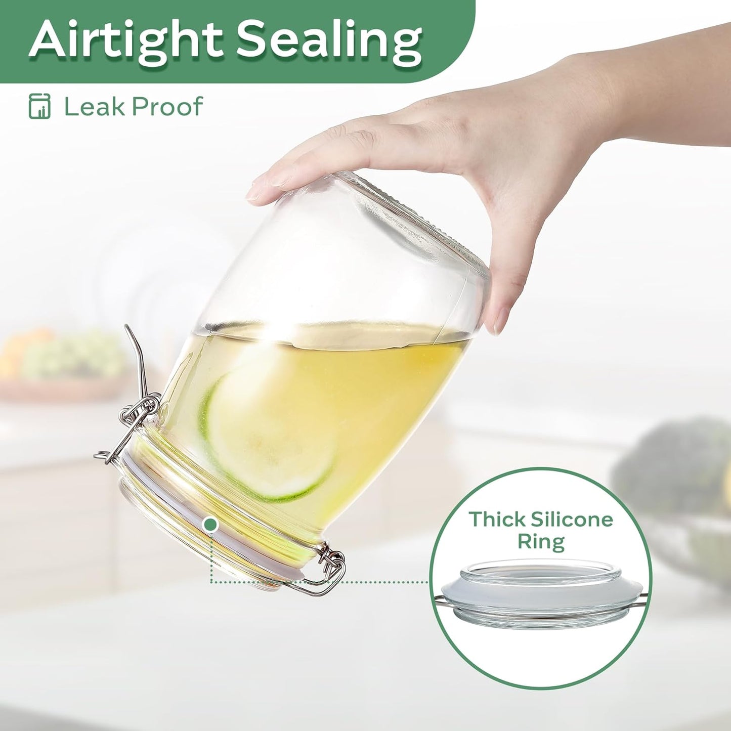 Glass Food Storage Jars with Airtight Lids 25 oz Round 4 Pack Kitchen Storage Containers Cabinet Canisters Sealed Pot Canning for Pasta, Cereal, Coffee, Beans, Spice