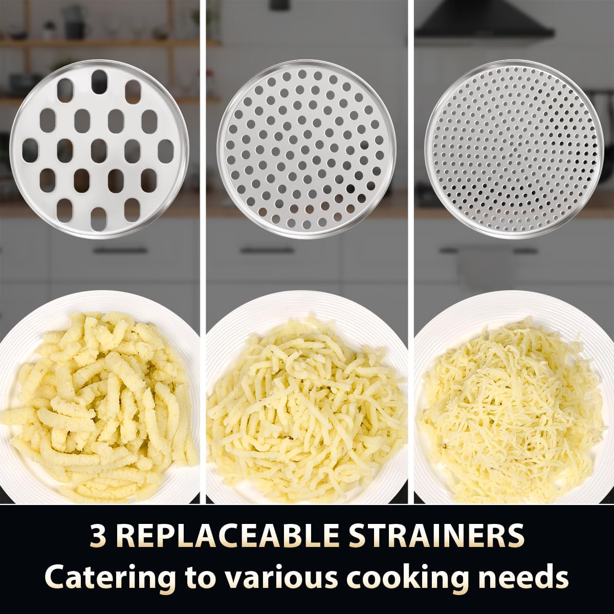 Potato Ricer, AMOHEE 15oz/425g Large Stainless Steel Potato Masher Upgrade Heavy Duty Design with Anti-Slip Handle Ricer for Mashed Potatoes & Food Press for Fruits, Carrots, Yams, Orange