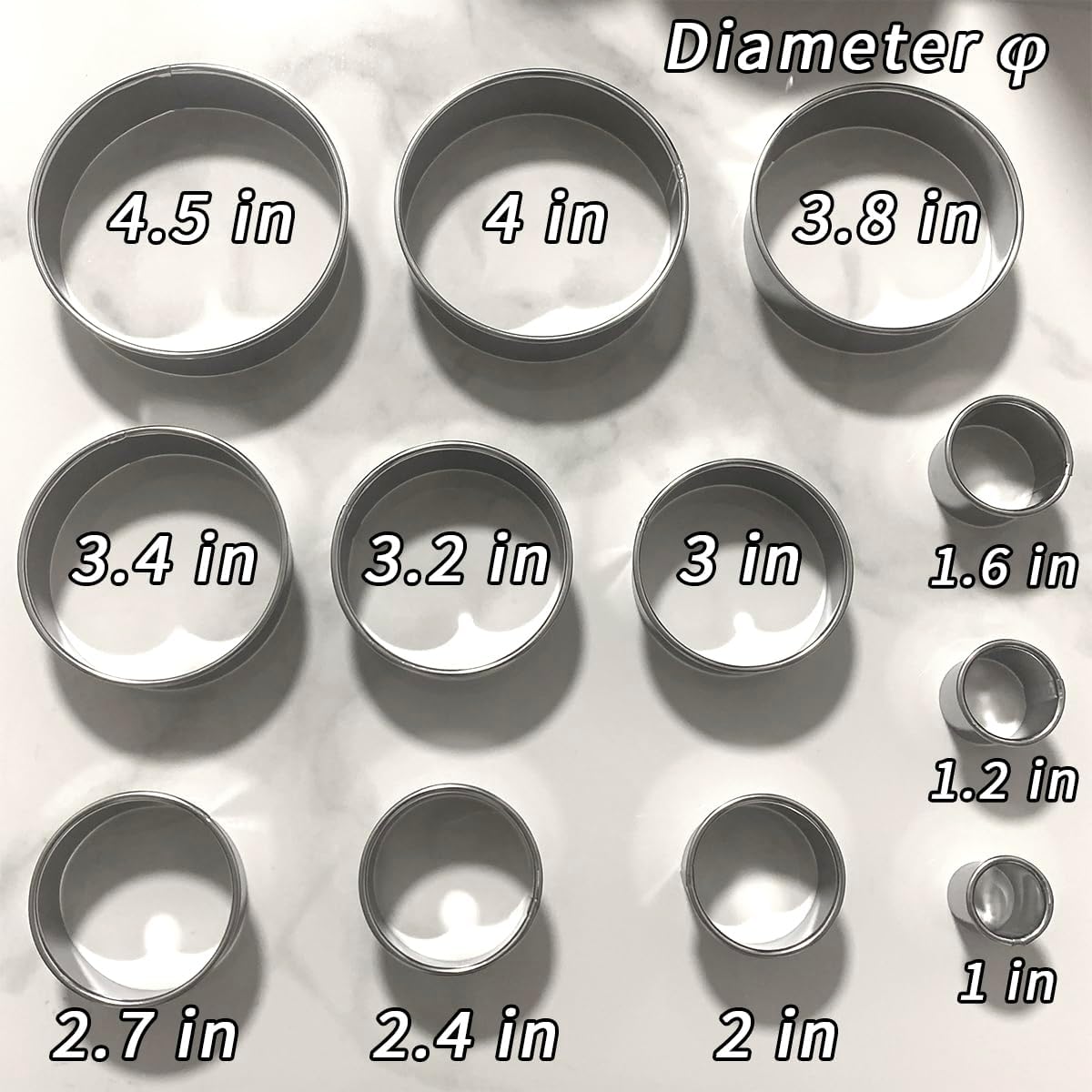 Round Cookie Cutters Set 12Pcs, Metal Cookie Cutters Sturdy Dough Molds with Case, Basic Biscuit Cutter for Fondant Pancake Baking Decorations Holiday Birthday Party