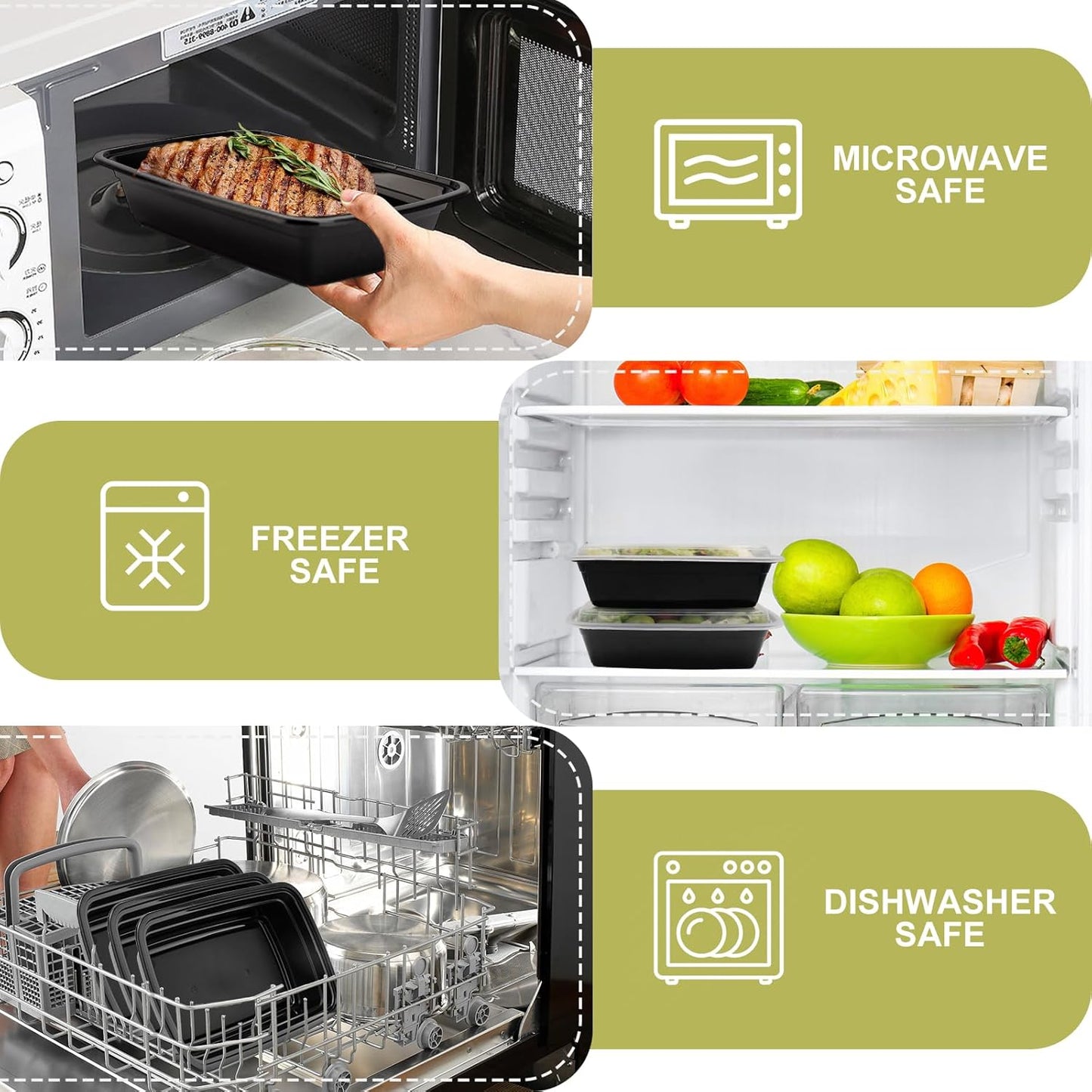 Meal Prep Containers 38oz 50 Pack Plastic To Go Food Containers, Disposable To Go Containers with Lids BPA Free, Microwave/Dishwasher/Freezer Safe