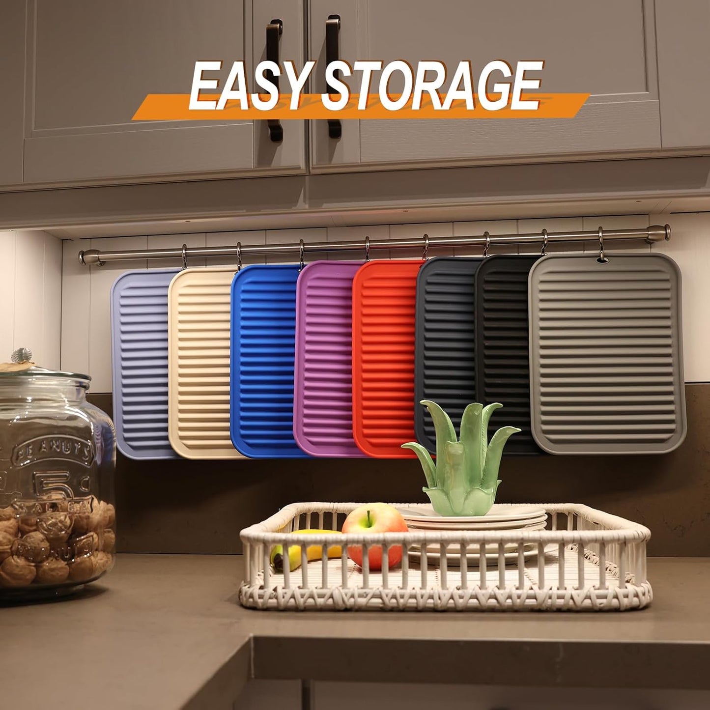 Joyhalo 4 Pack Silicone Trivets for Hot Pots and Pans,480℉ Heat Resistant Trivets for Hot Dishes,Hot Pads for Countertop,Kitchen Potholders,Grey