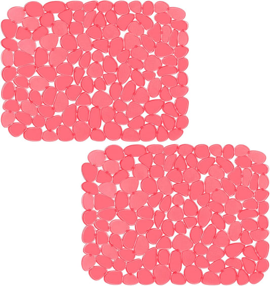 Bligli Pebble Sink Mat for Stainless Steel/Ceramic Sinks, PVC Eco-Friendly Sink Protectors Mats for Bottom of Kitchen Sink, Dish Drying Mat for Dishes and Glassware, 15.7 x 11.8 inch, Red