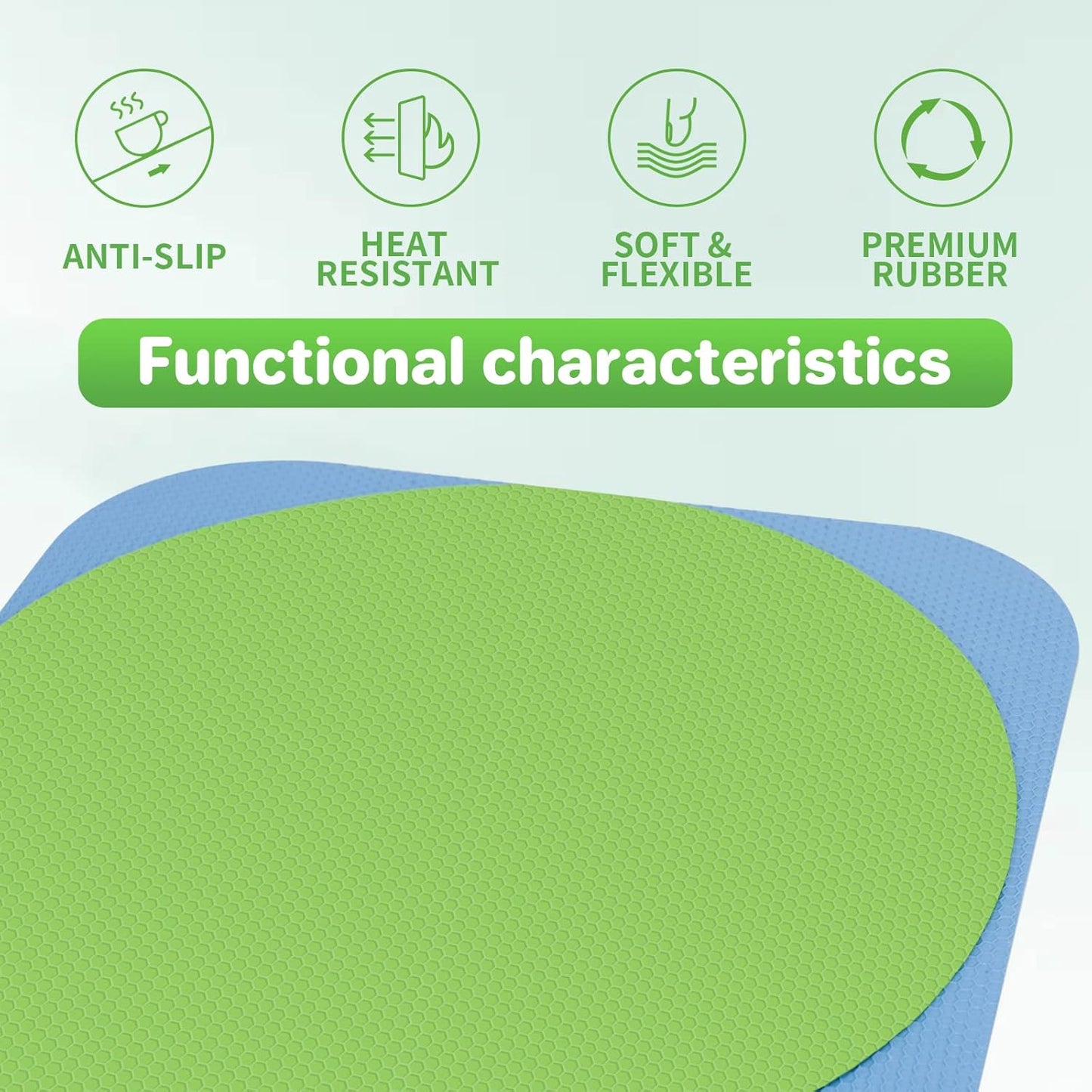 Leezmark 6pcs Jar Opener Gripper Pads, Rubber Jar Grippers Multi-function Jar Opener for Seniors with Arthritis Weak Hands Kitchen Coasters(Green, Blue)