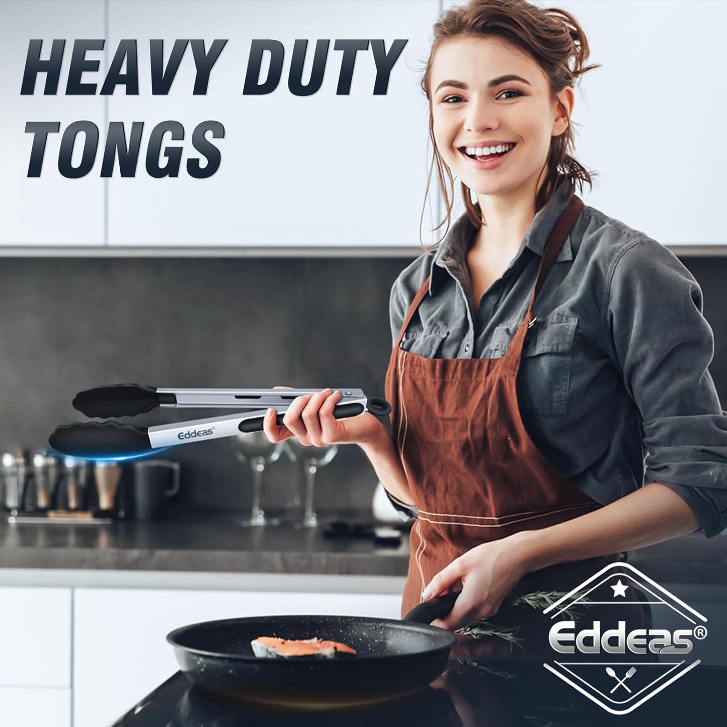 17 & 12 Inch Extra Long Kitchen Tongs with Silicone Tips, Heat Resistant 600 Degrees Silicone Tong, Stainless Steel Tongs for Cooking, Food, Bbq, Grilling, Barbecue, Dishwasher 2 Pack