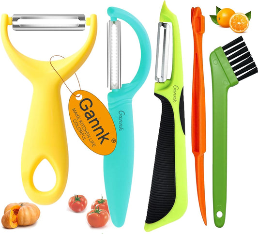 GANNK Vegetable Potato Peelers for Kitchen, Y Peeler for Apple Fruit Carrot Zucchini Cucumber Potatoes, Good Grip Veggie Peeler Makes Peeling Very Easy
