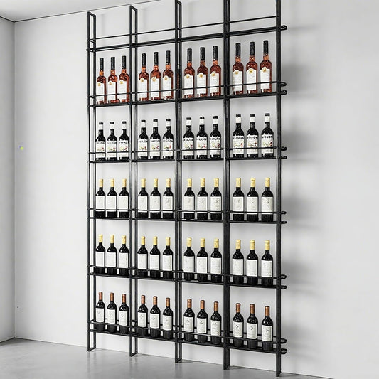 Wine Racks Wall Mounted, 6-Tier Wine Storage Holder, Black Industrial Bar Liquor Bottle Display Shelf, for Home Bar, Kitchen, Dining Rooms, & Wine Cellars(Black, 2 Column)