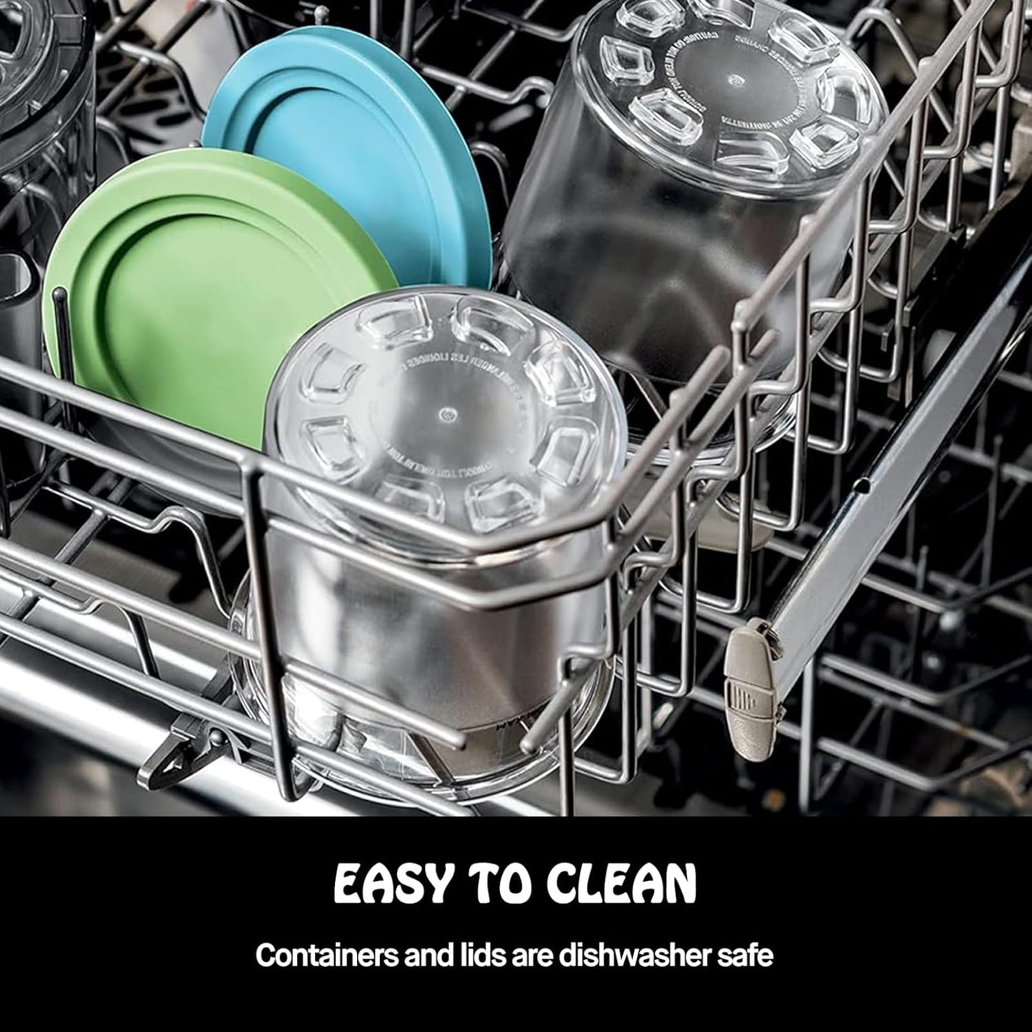 Pints and Lids for Ninja Creami NC299AMZ & NC300s Series Ice Cream Makers, BPA-Free & Dishwasher Safe, Color Lids, 4 Pack, Clear/Lime/Aqua/Grey/Pink