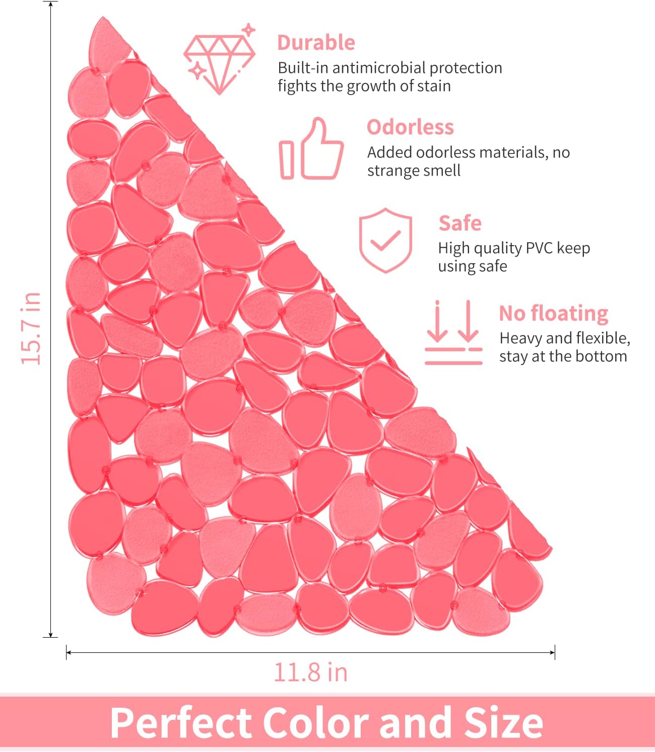 Bligli Pebble Sink Mat for Stainless Steel/Ceramic Sinks, PVC Eco-Friendly Sink Protectors Mats for Bottom of Kitchen Sink, Dish Drying Mat for Dishes and Glassware, 15.7 x 11.8 inch, Red