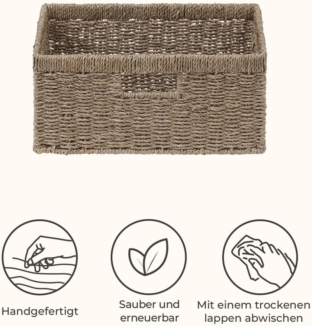 StorageWorks Extra Large Wicker Baskets for Organizing, Seagrass Storage Basket with Built-in Handles, 1 Pack