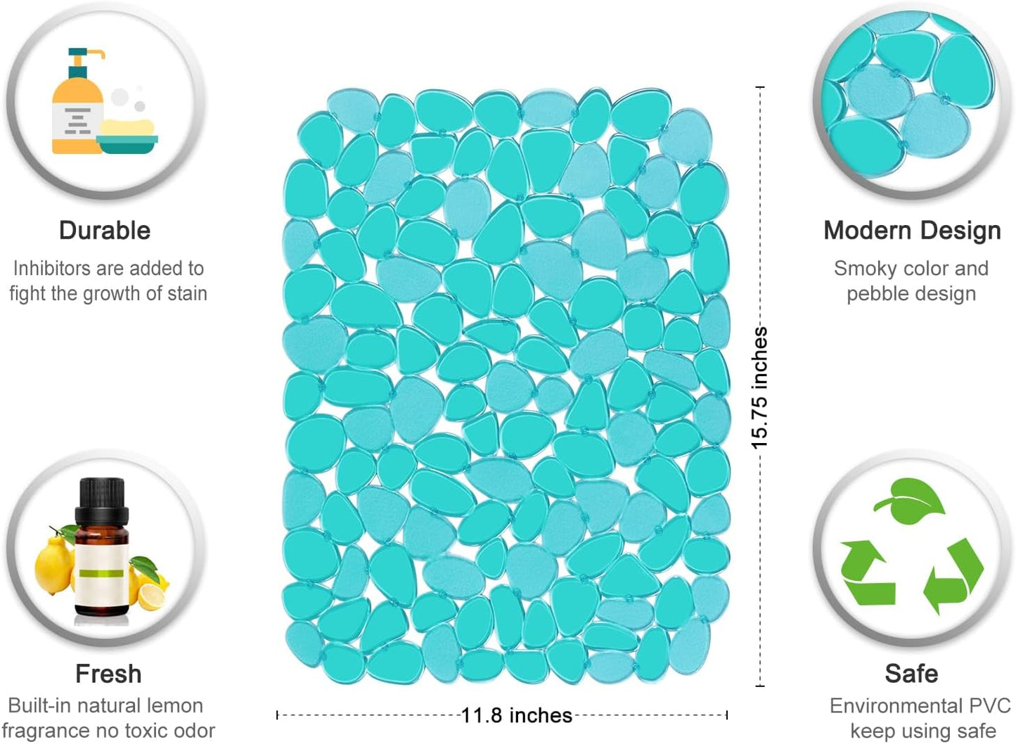 Bligli Pebble Sink Mat for Stainless Steel/Ceramic Sinks, PVC Eco-Friendly Sink Protectors Mats for Bottom of Kitchen Sink, Dish Drying Mat for Dishes and Glassware, 15.7 x 11.8 inch, Green