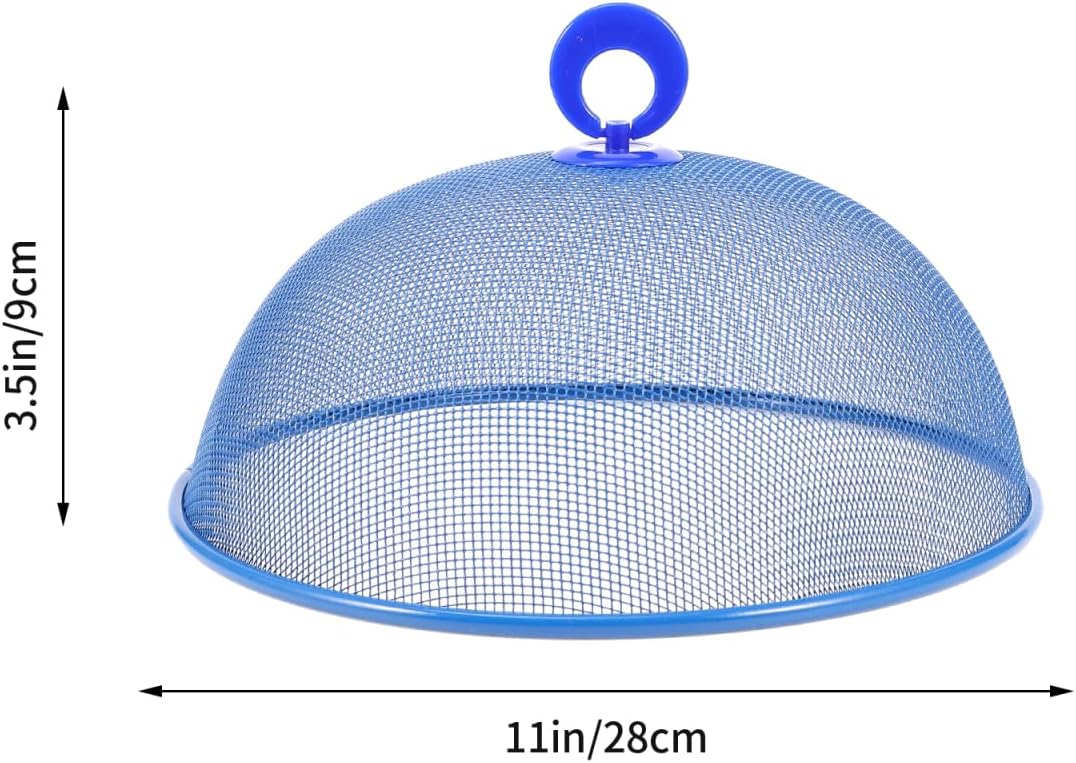 3Pcs Metal Mesh Screen Food Cover Tent Umbrella 11 inch Outdoor Picnic Food Covers Mesh Round Food Tent, Reusable Food Cover Net Keep Out, 28cm (Green Blue Red)