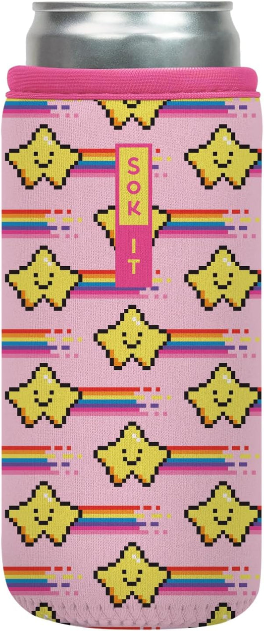 Sok It CanSok Sleeve for Beer & Soda Insulated Neoprene Cover (Super Star, 12oz Slim Can Sleeve)