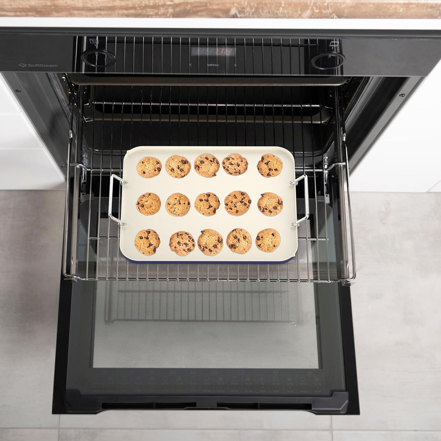 17.7" x 13" Burner Griddle Pan for Stove Top Oven, Stainless Steel Handles, Non Stick Ceramic Griddle Pan Griddle Skillet, PTFE Free PFOA Free, Blue