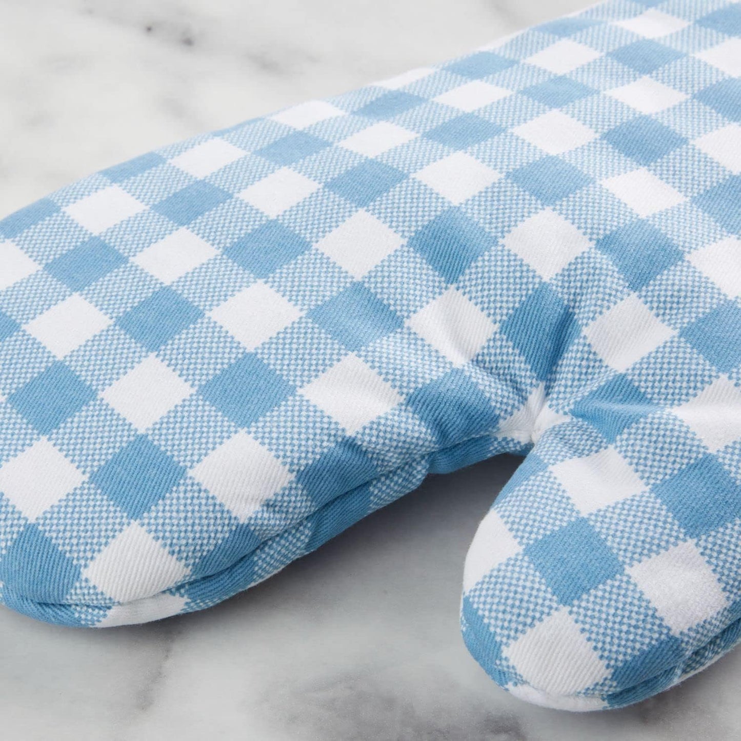 KitchenAid Gingham Oven Mitt 2-Pack Set, Blue Velvet, 7"x13"