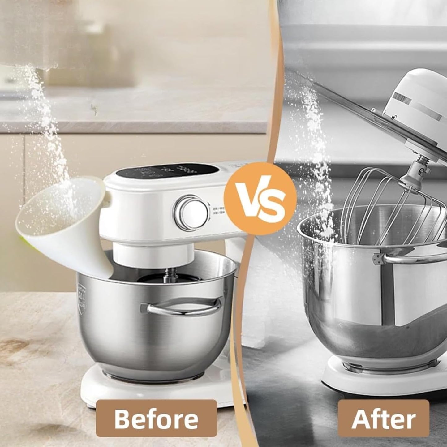 Flour Funnel for Kitchen Aid Mixer – Stand Mixer Attachment for KSM150 5-Quart Tilt-Head, Easy-Pour No-Mess Baking Tool, Fits Flour, Sugar & Egg Liquid, Dishwasher-Safe (Purple)