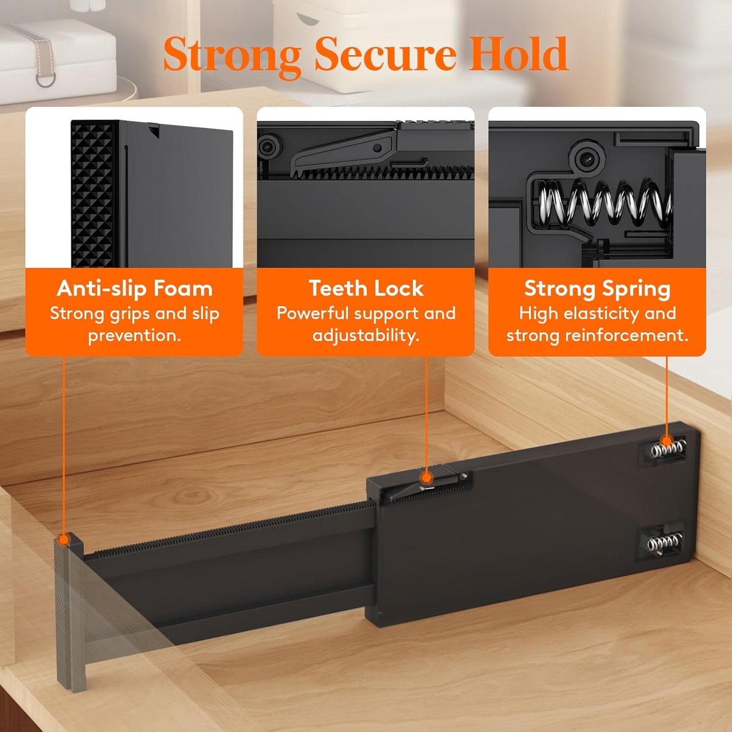 Lifewit 9 Pack Drawer Dividers 4" High, 11-17" Adjustable Drawer Organizers for Clothes, Expandable Dresser Separators in Bedroom/Bathroom/Kitchen/Fridge/Office Organization and Storage, Black