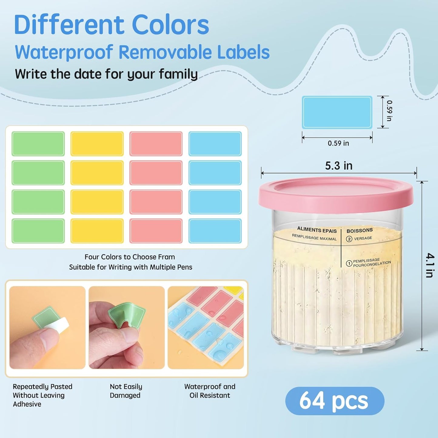 GuanQiao 4 Pack Creami Deluxe Pints & Lids for Ninja, 24 Oz Compatible with NC500 NC501 Series Ice Cream Makers, with 4 Spoons & 64 Writable Labels, BPA-Free & Dishwasher Safe, 4 Color Lids