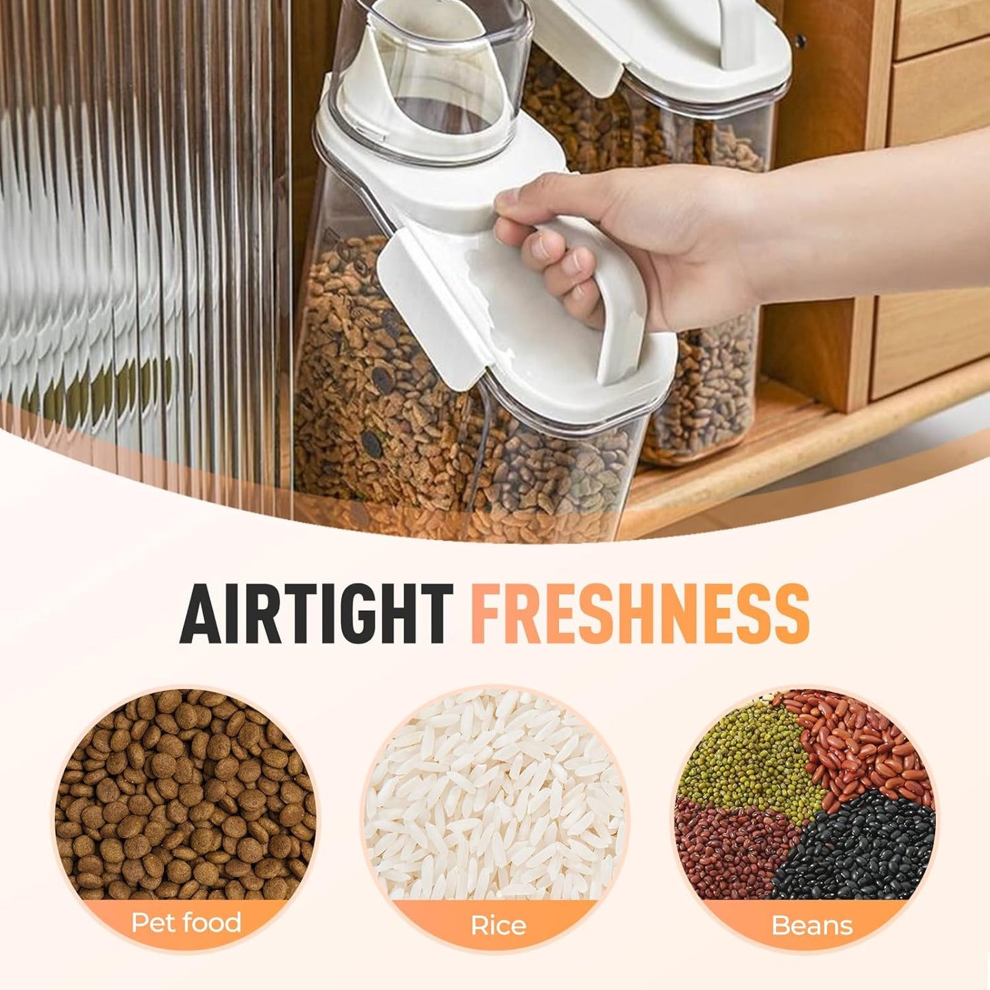 Clear Airtight Food Storage Containers, Transparent Cereal Dry Food Storage with Pouring Spout, for Flour, Sugar and Cereal (54oz Blue)