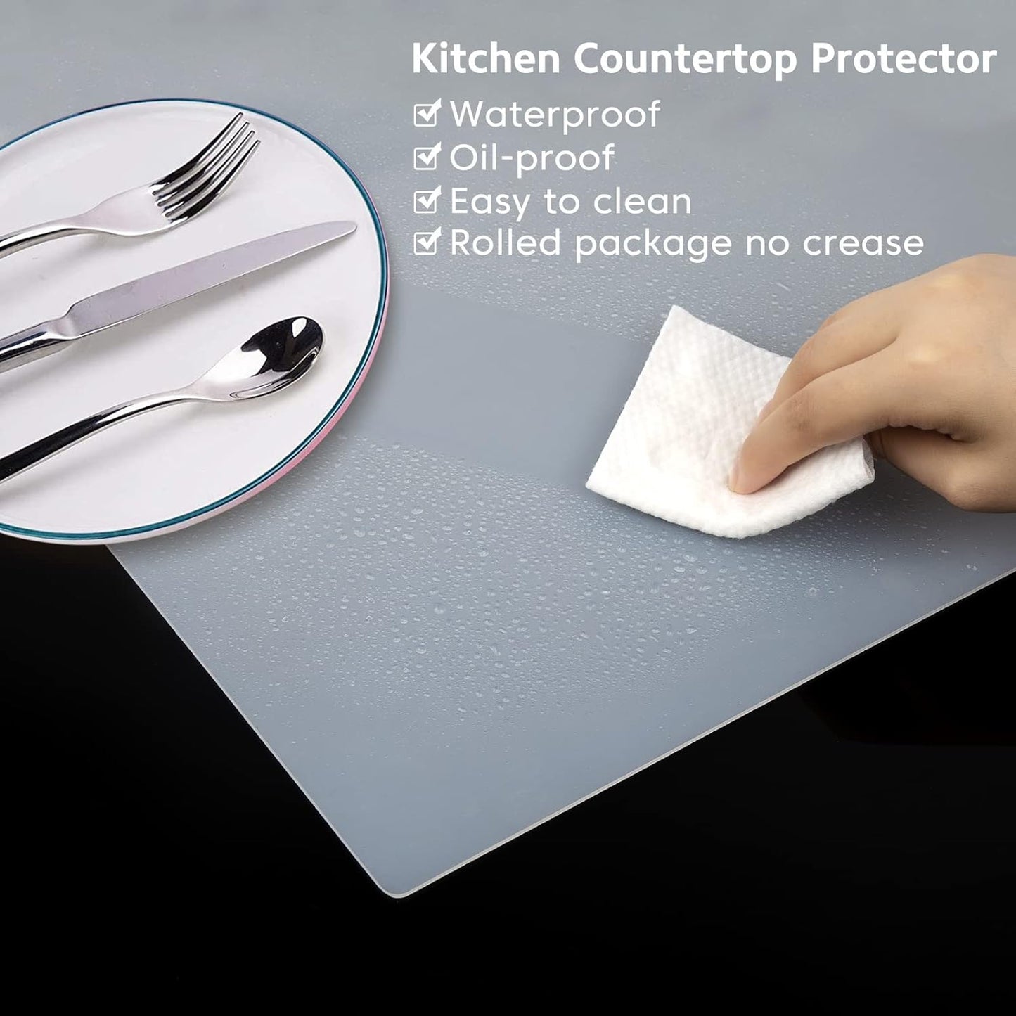 Silicone Mats for Kitchen Counter, Nonslip Silicone Mats for Crafts Countertop Protector Heat Resistant Mat (78.7” x 24” x 0.08”, Translucent)