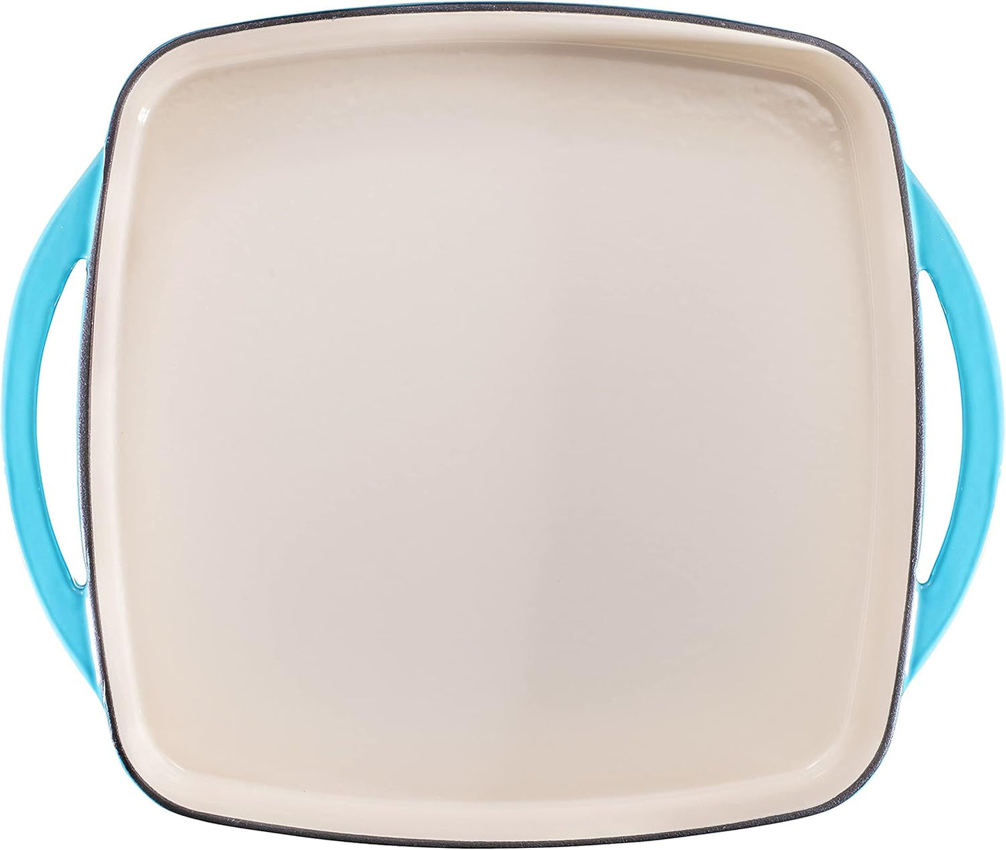 Bruntmor 2-in-1 Pre-Seasoned Square Cast Iron Dutch Oven with Dual Handles, Non Stick Pan with Grill, All-in-One Cookware Set, Cast Iron Casserole Dish with Lid for Braising Dishes,Caribbean Blue