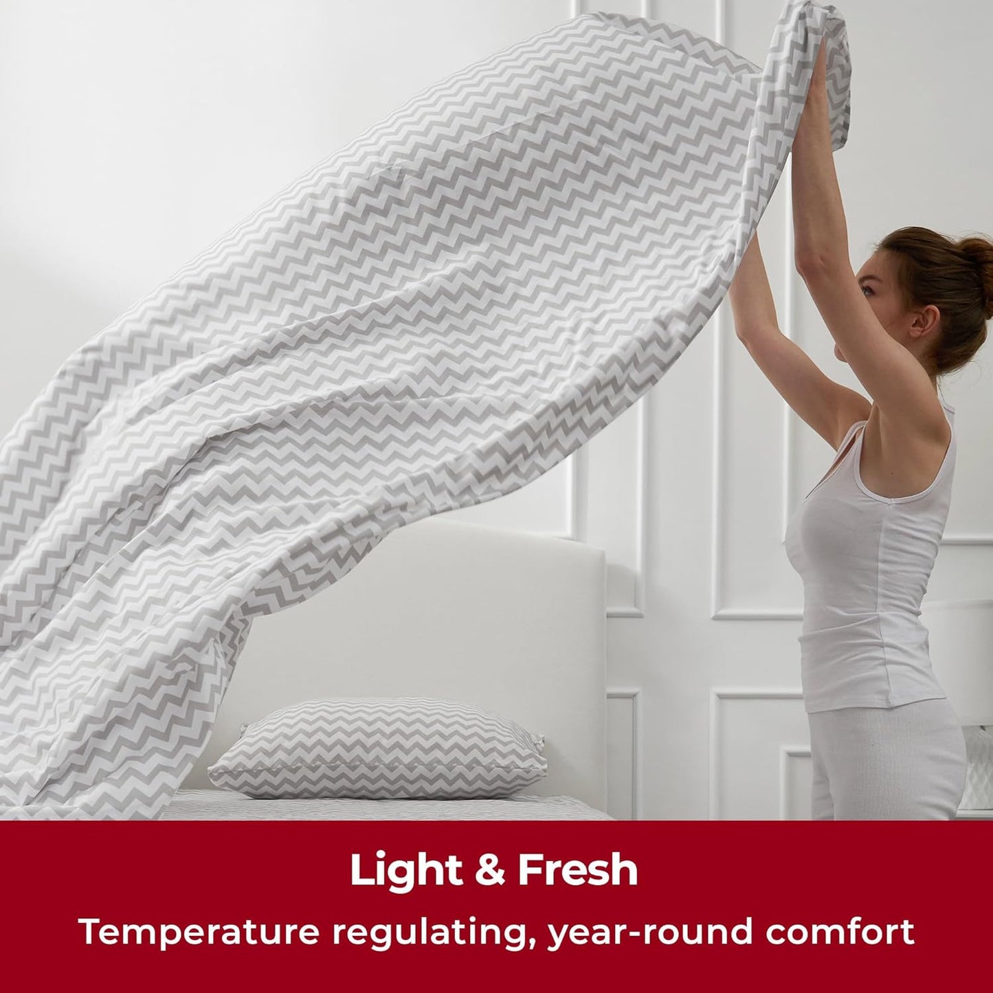 Mellanni Twin XL Sheets Set - 3 PC Iconic Collection Bedding - Hotel Luxury, Extra Soft, Cooling Bed Sheets - Wrinkle, Fade, Stain Resistant (Twin Extra Long, Chevron Gray)