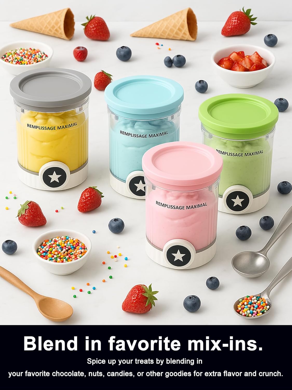 1 Pack Pint Container Replacement for Ninja Creami Swirl NC700/NC701 Series, 16oz BPA-Free Ice Cream Pints with Lids, Leak-Proof & Dishwasher Safe (Pink)