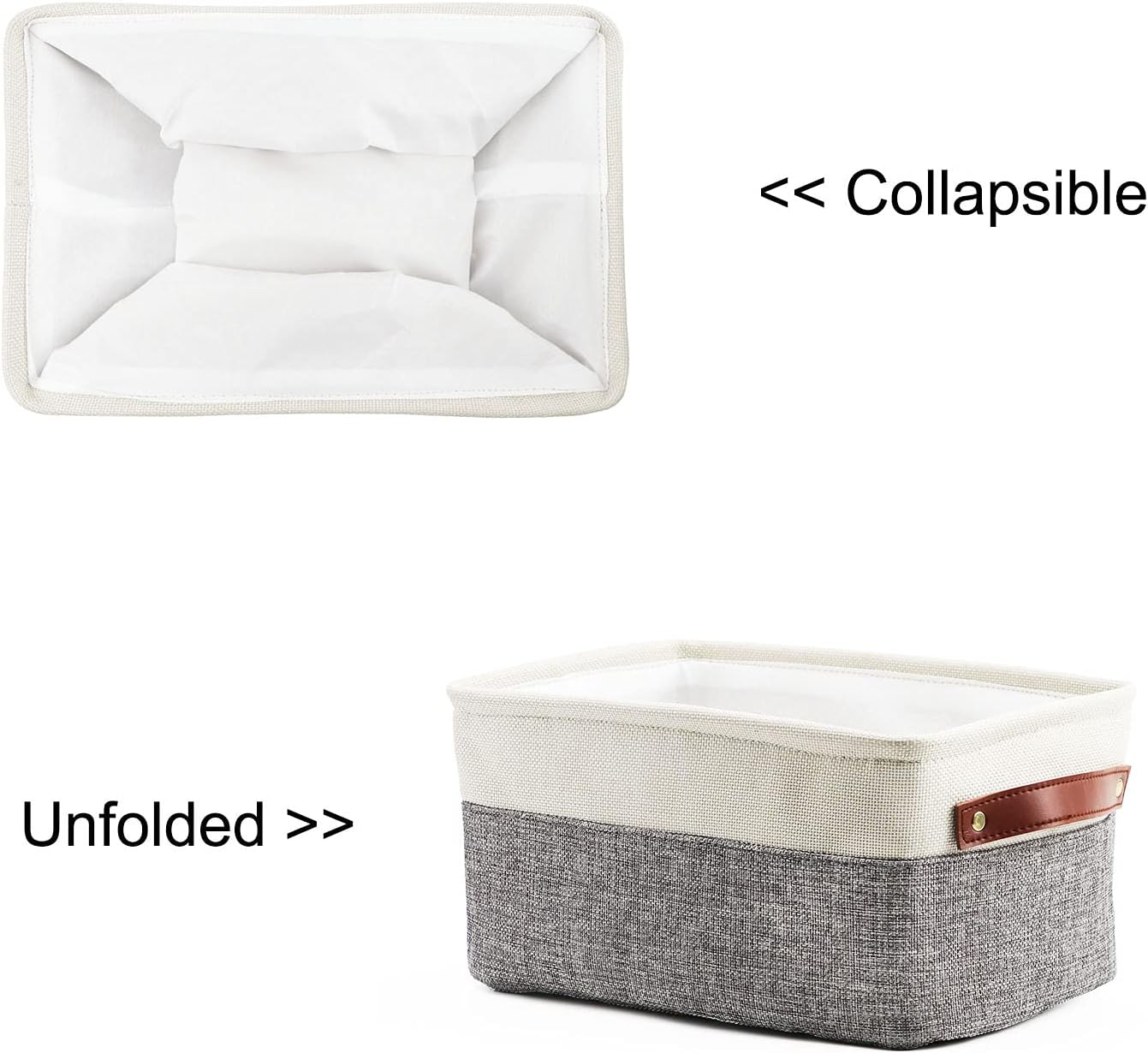 HNZIGE Small Storage Baskets for Organizing(6 Pack) Fabric Baskets for Shelves, Closets, Laundry, Nursery, Decorative Baskets for Gifts Empty (White&Gray, 11.8" x 7.8" x 5.1")