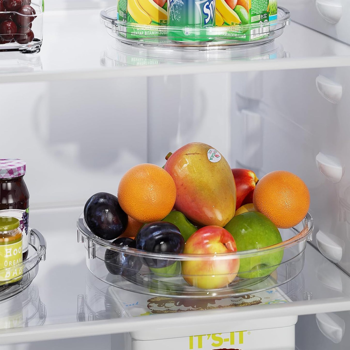 LAMU 4 Pack 12in Lazy Susan Organizer, Clear Lazy Susan Turntable for Cabinet, Refrigerator, Table Top, Kitchen, Bathroom, Pantry Organizers and Storage